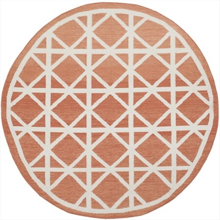 Safavieh 6 ft. x 6 ft. Round Contemporary Dhurries- Red and Ivory- Hand Woven Rug DHU558A-6R